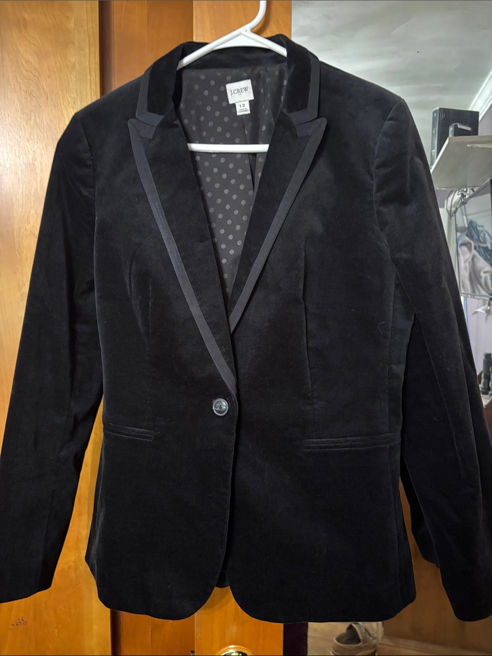J. Crew Black Velvet Single-Button Blazer